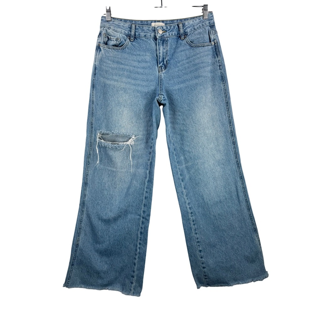 PACSUN Wide Leg Jeans Distressed Ripped Light Wash Denim 90s Size 29